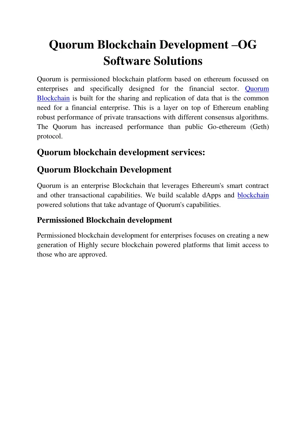 quorum blockchain development og software