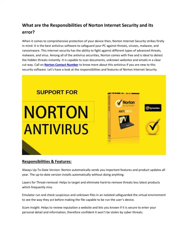 what are the responsibilities of norton internet