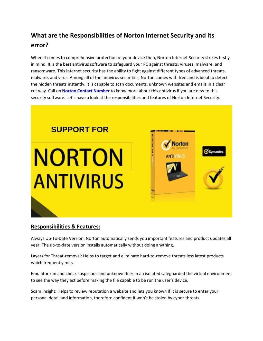 what are the responsibilities of norton internet