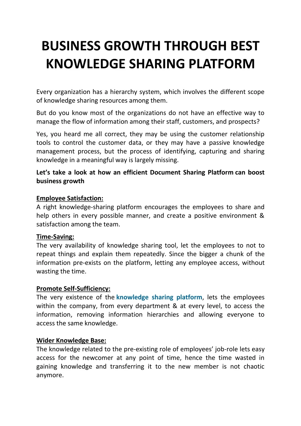 business growth through best knowledge sharing