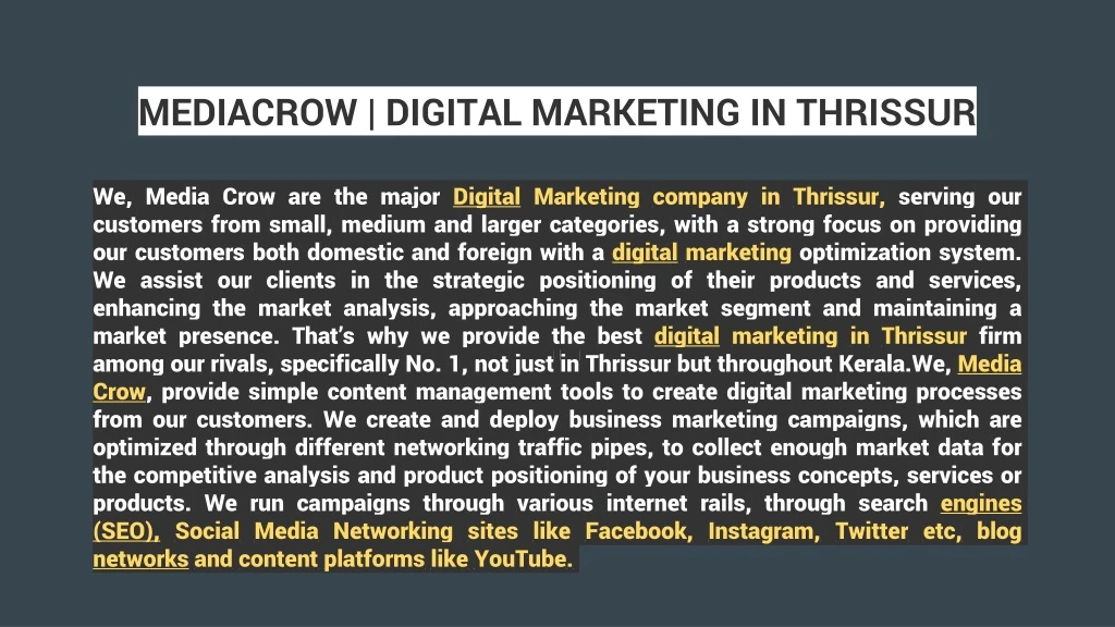 mediacrow digital marketing in thrissur