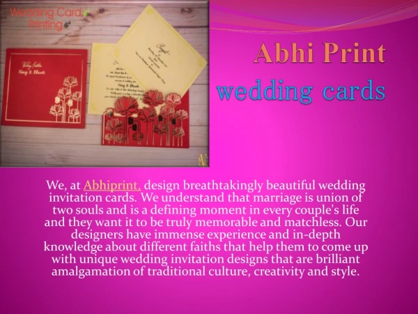 wedding cards designing & printing