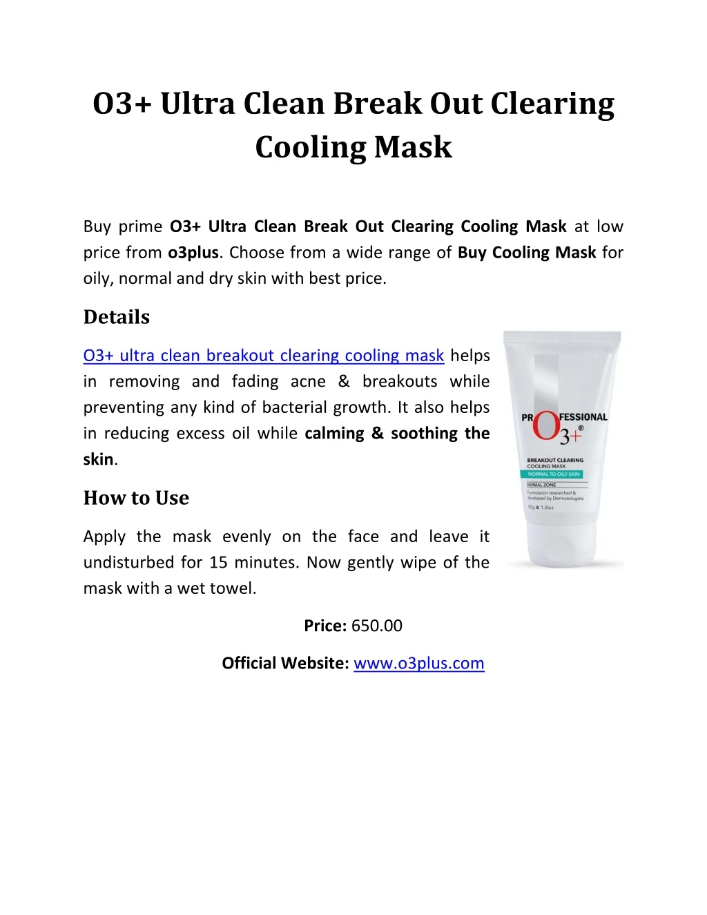 o3 ultra clean break out clearing cooling mask