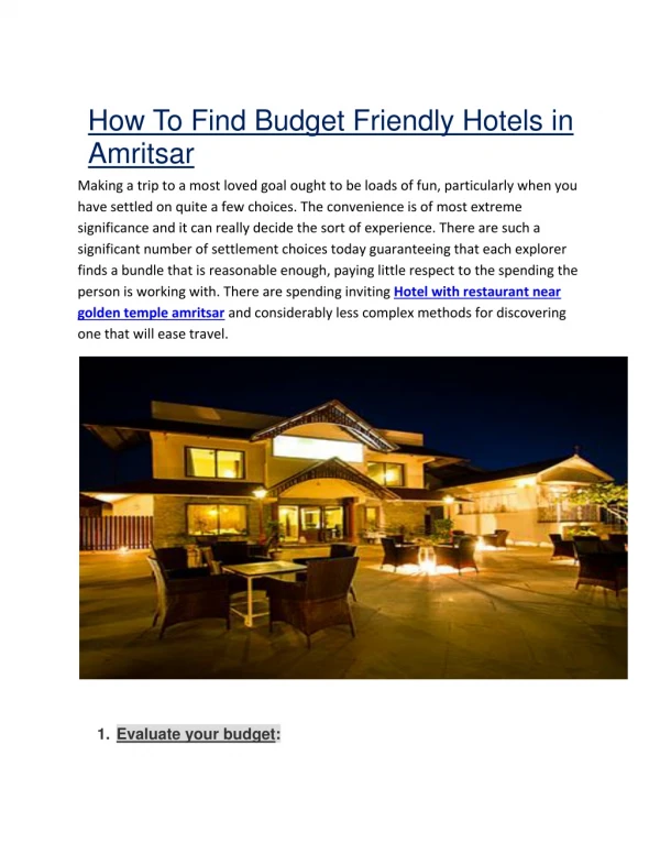 How To Find Budget Friendly Hotels in Amritsar