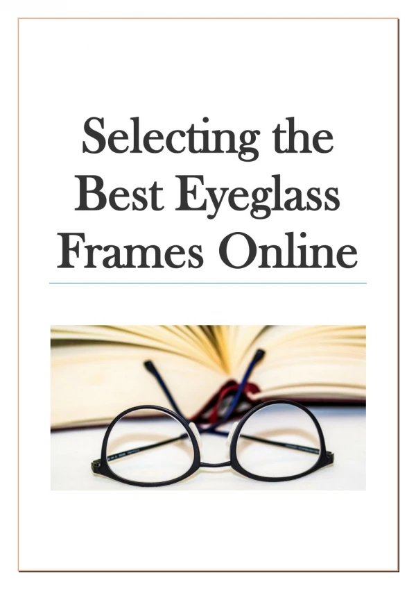 Selecting the Best Eyeglass Frames Online