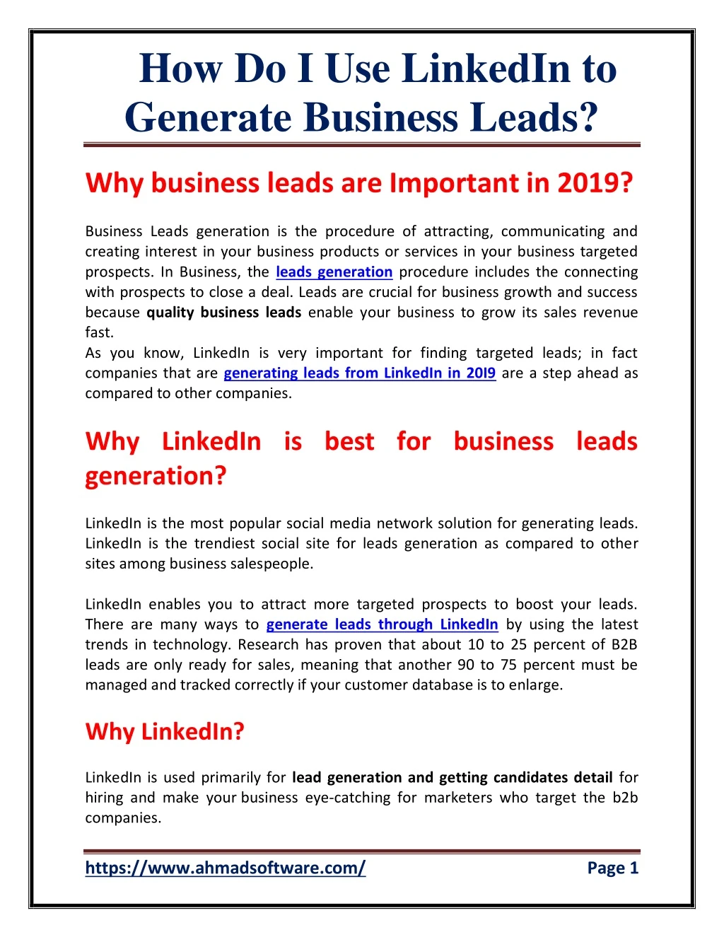 how do i use linkedin to generate business leads