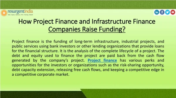 How Project Finance and Infrastructure Finance Companies Raise Funding?