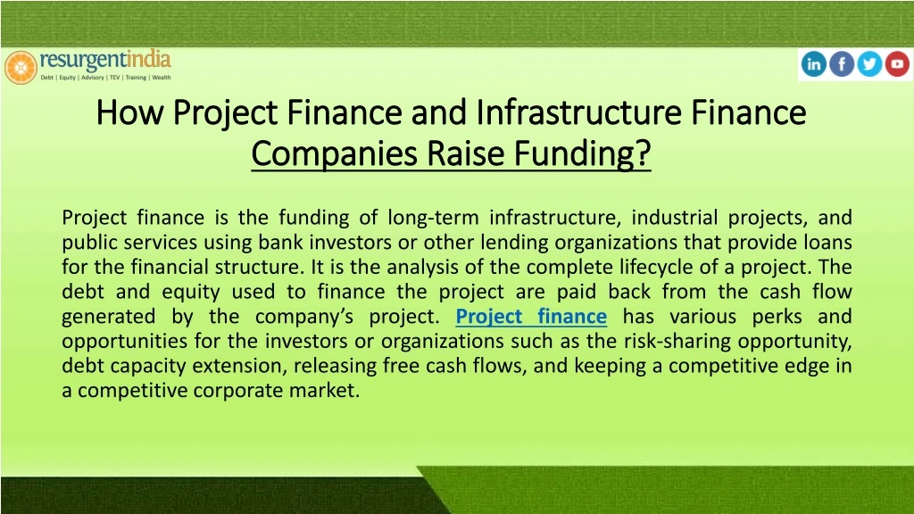 how project finance and infrastructure finance companies raise funding