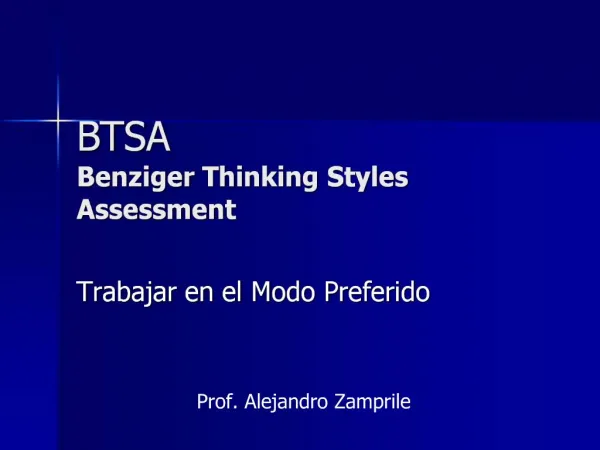 BTSA Benziger Thinking Styles Assessment