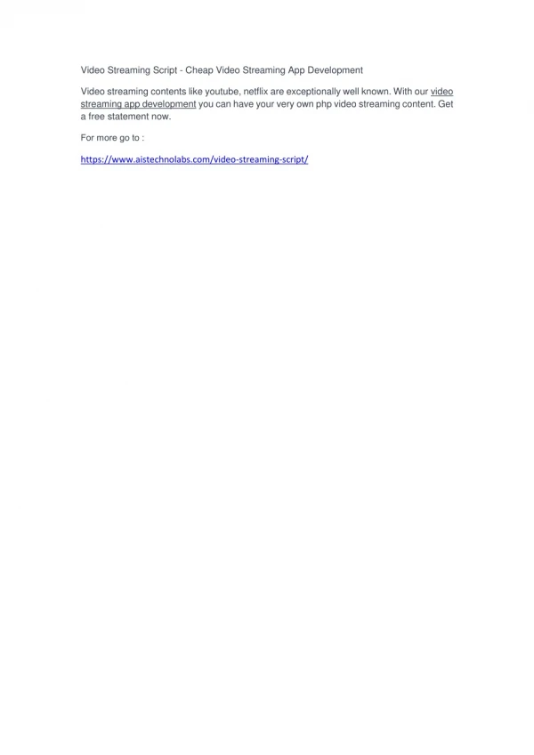 video streaming script cheap video streaming