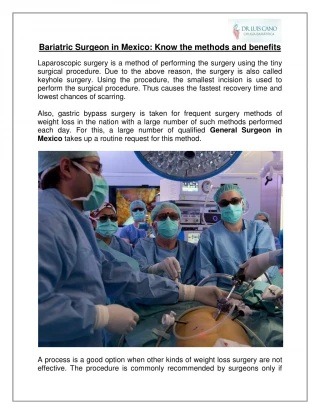 Bariatric Surgeon in Mexico: Know the methods and benefits - slide 1