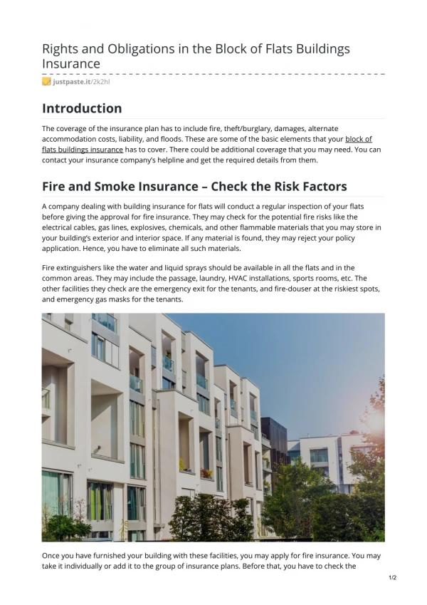 building insurance for flats