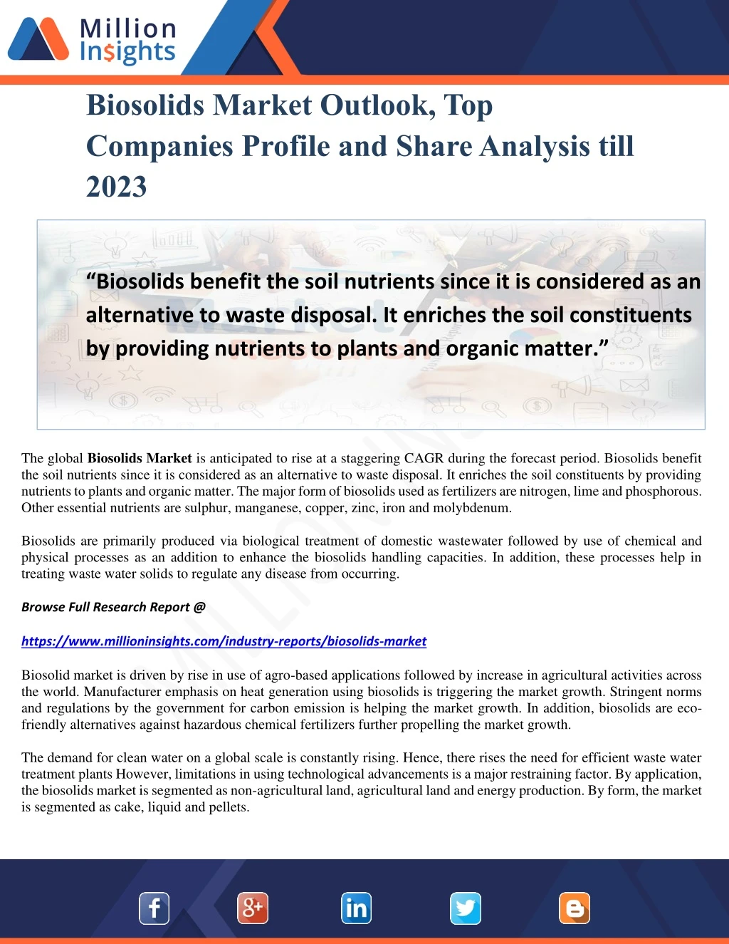 biosolids market outlook top companies profile
