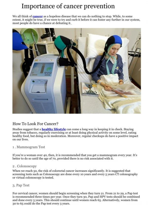 importance of cancer prevention
