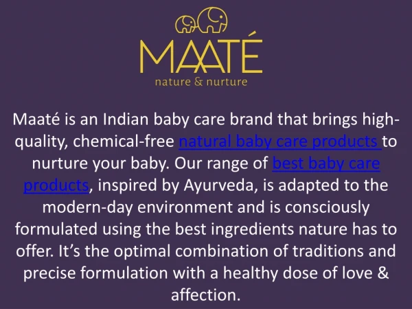 Maate Natural Baby Care Products