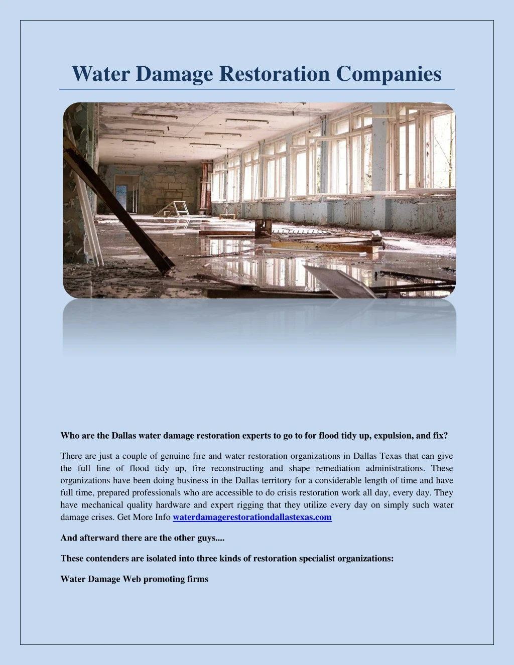 water damage restoration companies