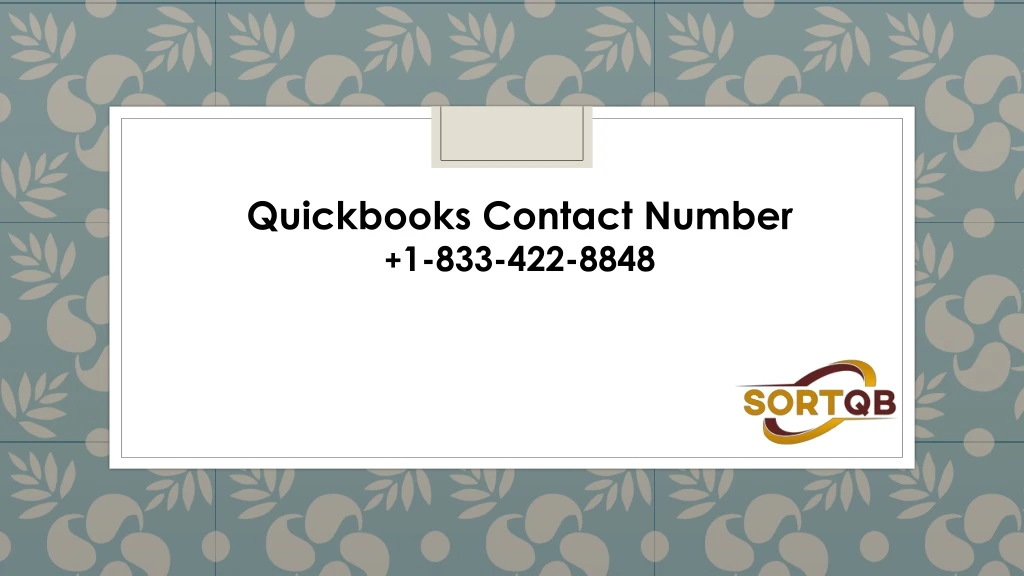 quickbooks contact number 1 833 422 8848