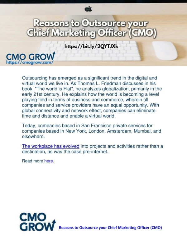 Reasons to Outsource your Chief Marketing Officer (CMO)