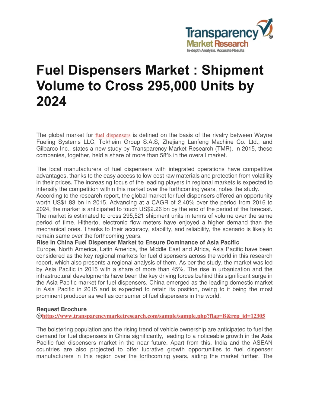 fuel dispensers market shipment volume to cross