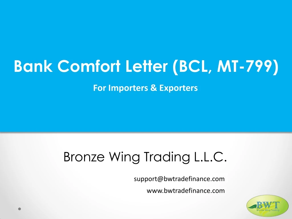 bank comfort letter bcl mt 799