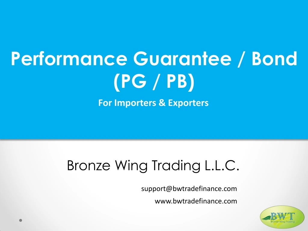 performance guarantee bond pg pb