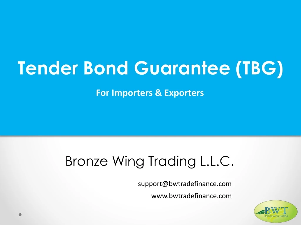 tender bond guarantee tbg