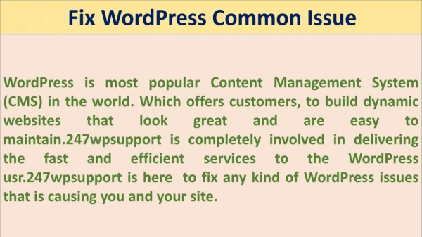 Fix WordPress Common Error