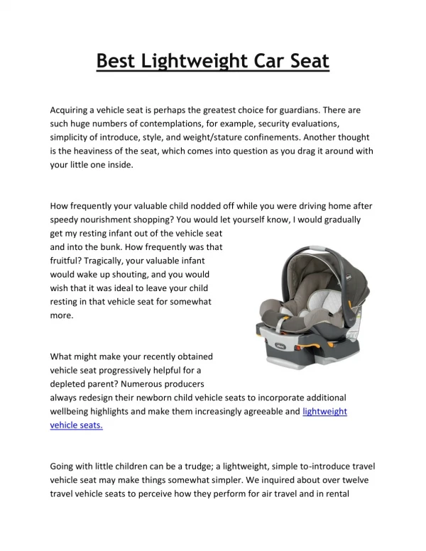 Best Lightweight Car Seat