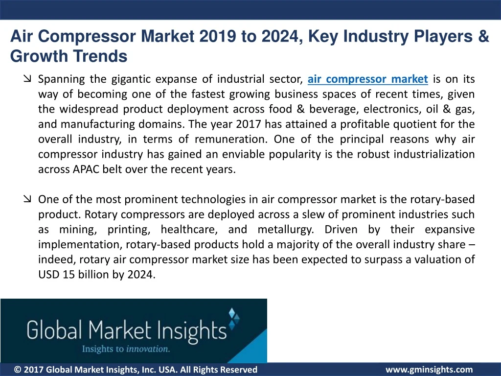 air compressor market 2019 to 2024 key industry