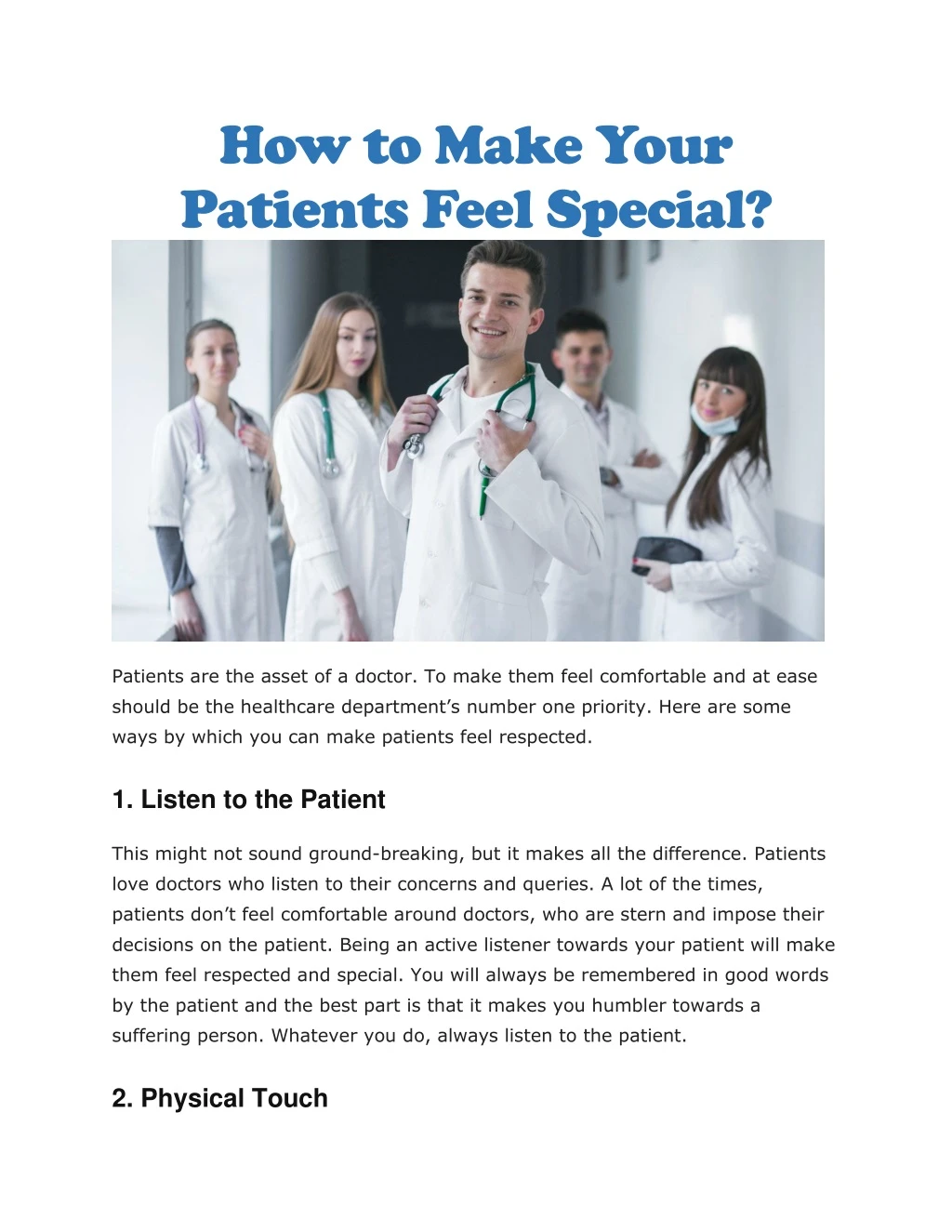 how to make your patients feel special