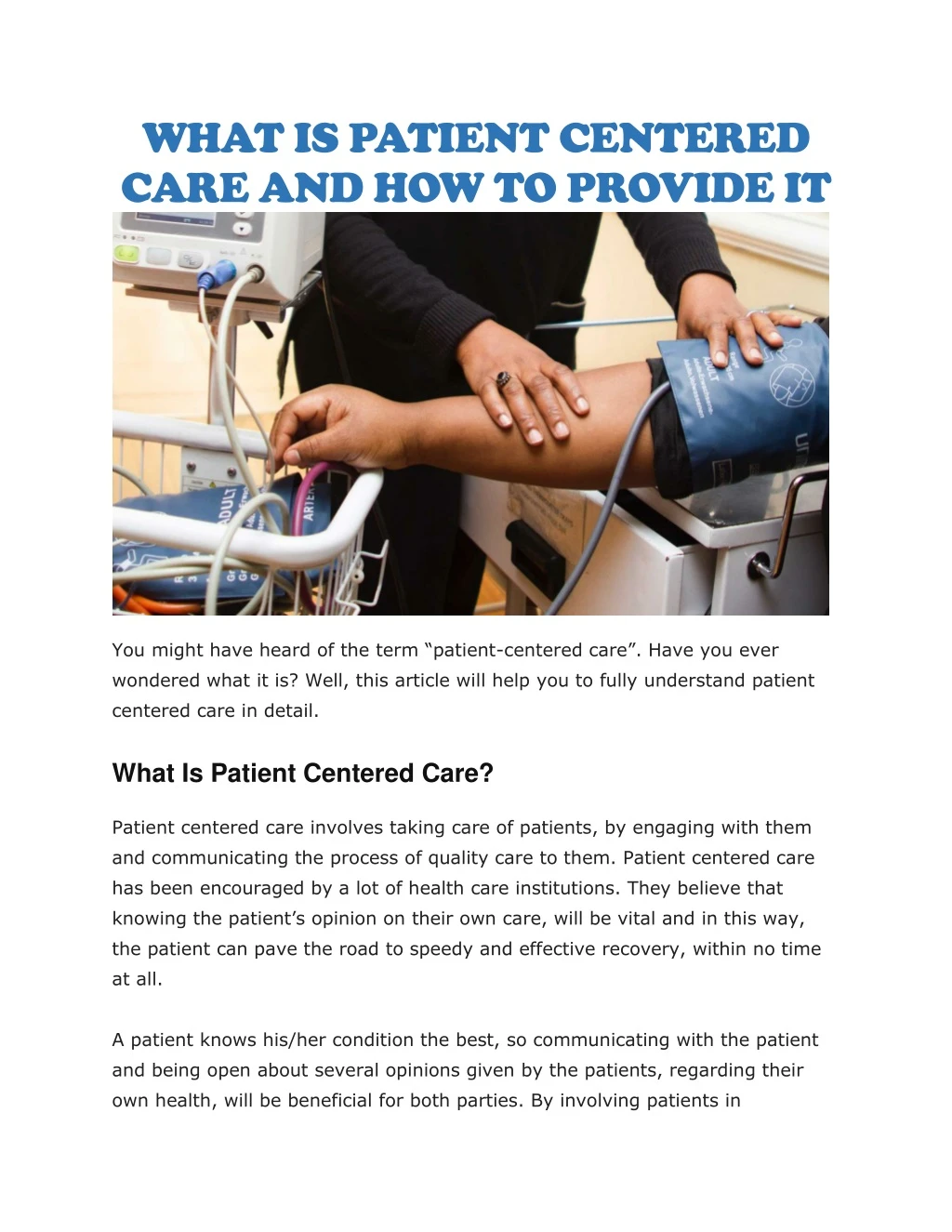 what is patient centered care and how to provide