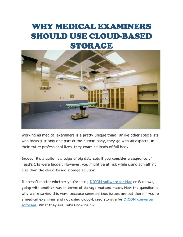 why medical examiners should use cloud based