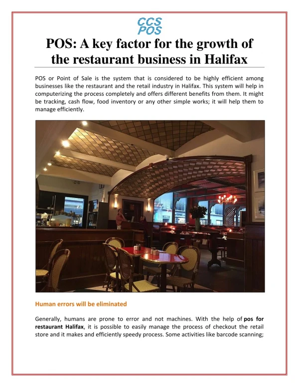 POS: A key factor for the growth of the restaurant business in Halifax