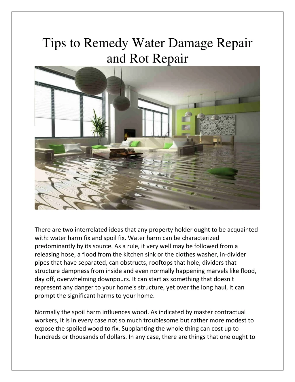 tips to remedy water damage repair and rot repair
