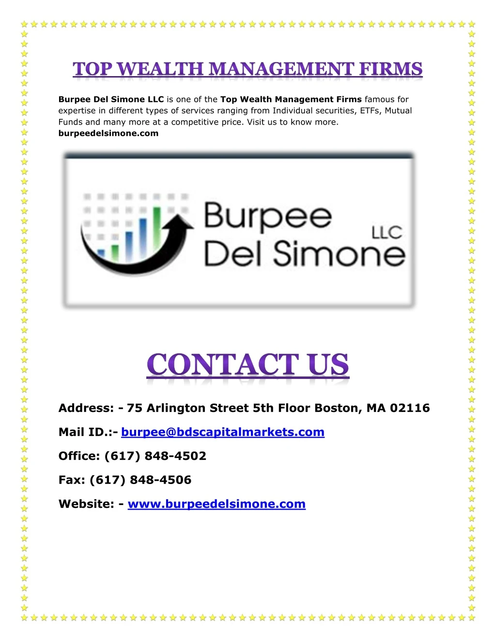 burpee del simone llc is one of the top wealth