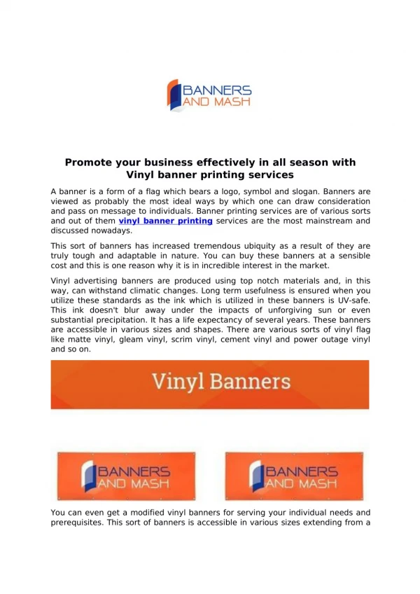 Promote your business effectively in all season with Vinyl banner printing services