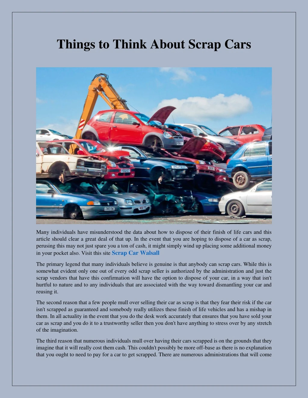 things to think about scrap cars