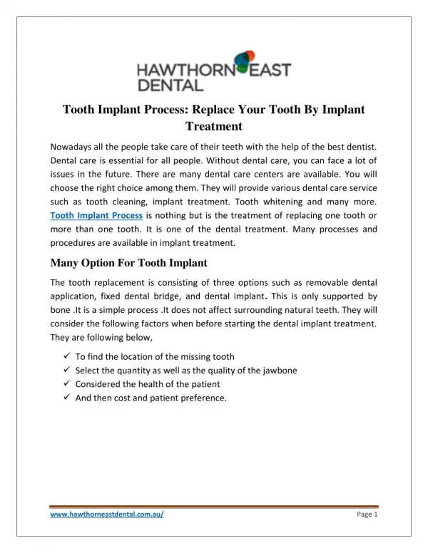 tooth implant process replace your tooth