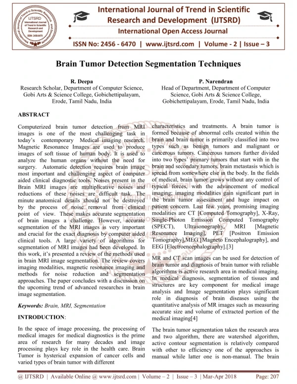 Brain Tumor Detection Segmentation Techniques