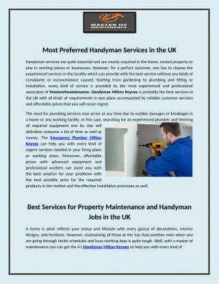 Most Preferred Handyman Services in the UK