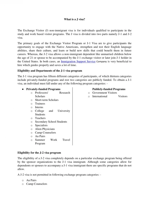 what is a j visa
