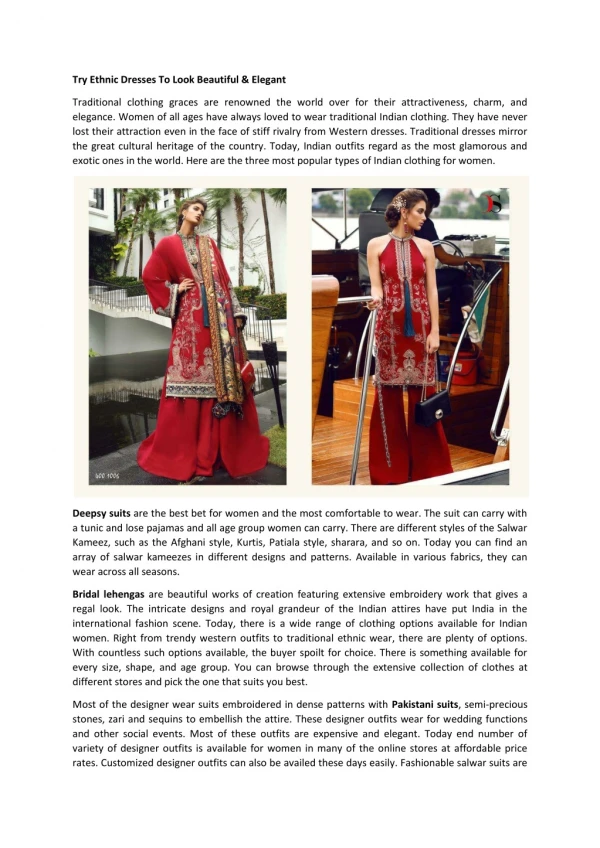 try ethnic dresses to look beautiful elegant