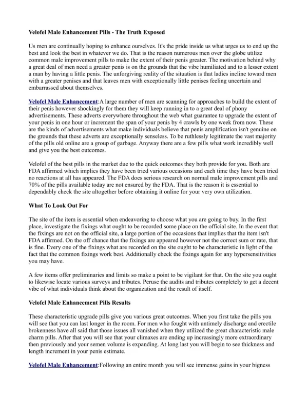 velofel male enhancement pills the truth exposed