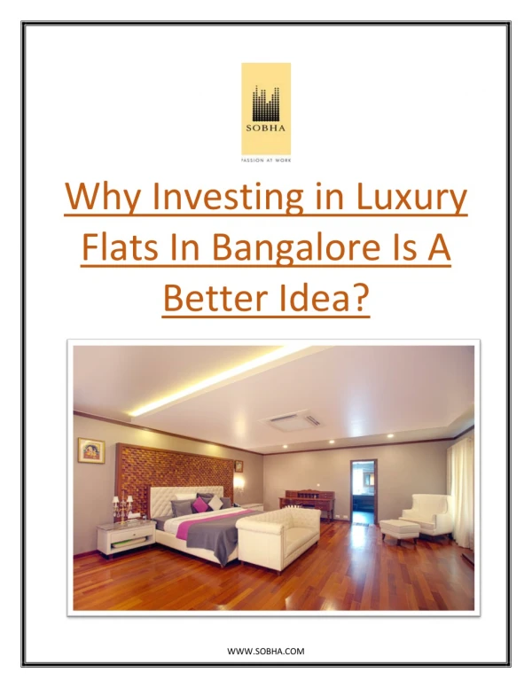 why investing in luxury flats in bangalore