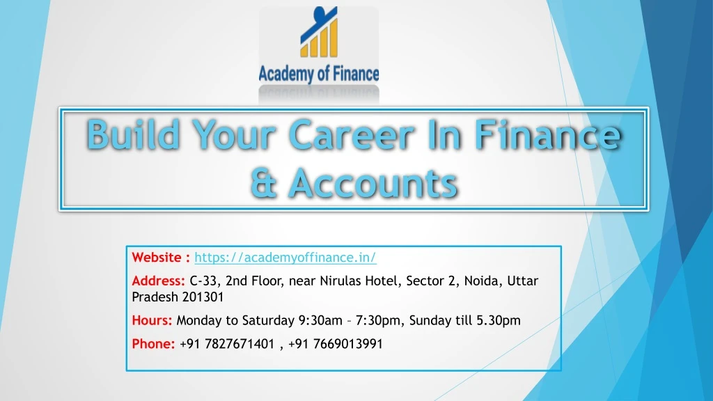 build your career in finance accounts