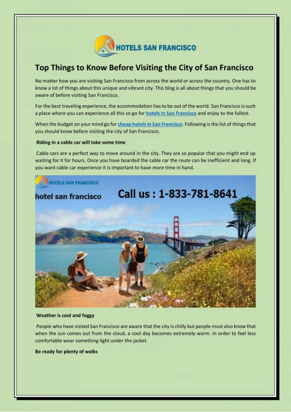 Top Things to Know Before Visiting the City of San Francisco