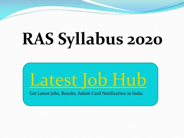 RPSC RAS Syllabus 2020