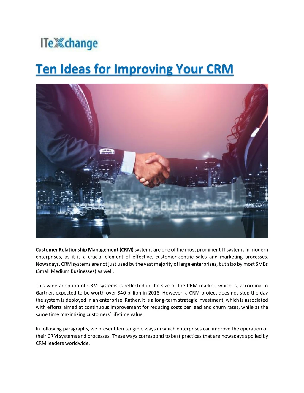 ten ideas for improving your crm