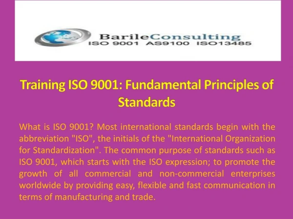 Training ISO 9001: Fundamental Principles of Standards