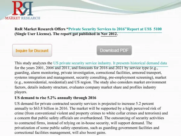 US Private Security Services Market Industry to 2016